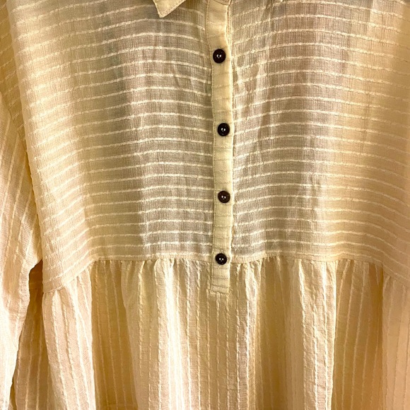 Long Sleeve Button Chiffon Flannel Dress - Picture 4 of 5